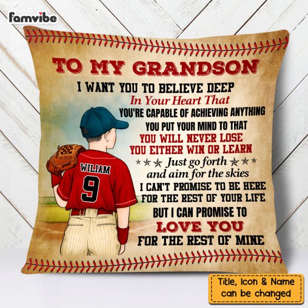 Personalized To My Grandson Love Baseball Pillow NB294 30O58 For Cheap - Image 5