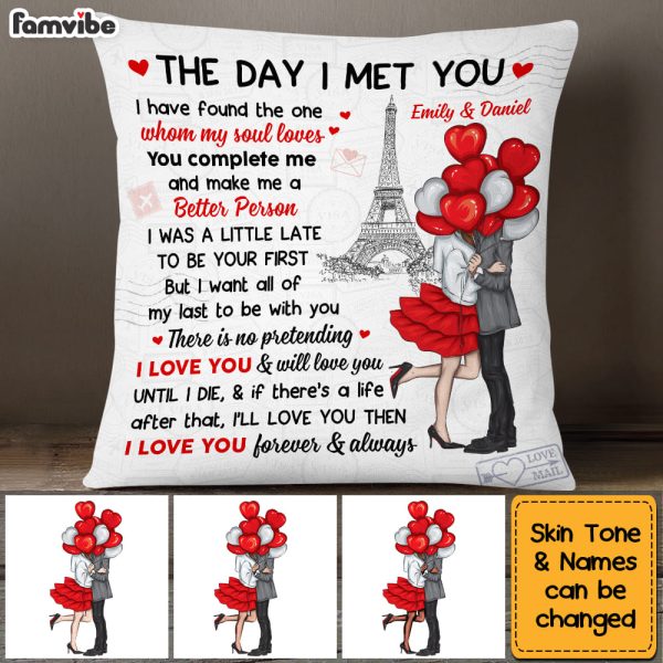 Personalized Couple With Balloons Heart The Day I Met You Pillow DB23 30O53 Online - Image 3
