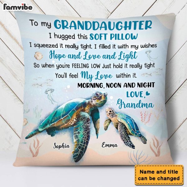 Personalized Granddaughter Turtle Hug This Pillow DB122 85O28 Supply - Image 3