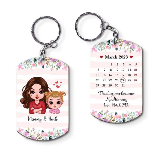 Personalized Day You Became My Mom Aluminum Keychain 23674 For Cheap