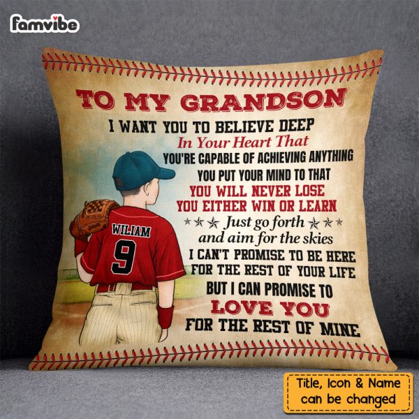 Personalized To My Grandson Love Baseball Pillow NB294 30O58 For Cheap - Image 2