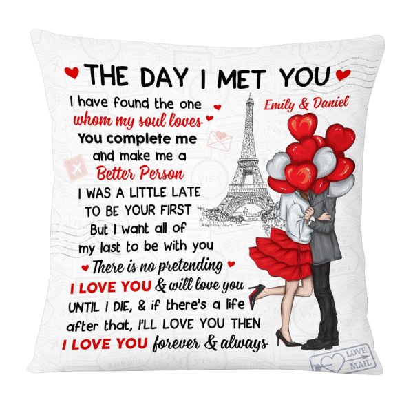 Personalized Couple With Balloons Heart The Day I Met You Pillow DB23 30O53 Online