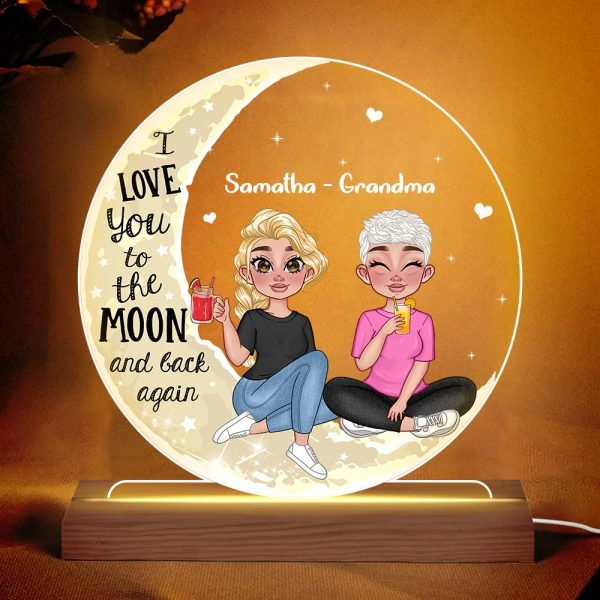 Personalized Gift For Grandma Adult Grandkid On Moon Plaque LED Lamp Night Light 23807 Online Sale