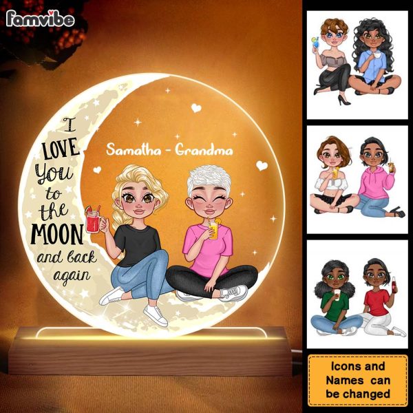 Personalized Gift For Grandma Adult Grandkid On Moon Plaque LED Lamp Night Light 23807 Online Sale - Image 3