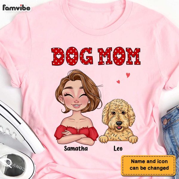 Personalized Dog Mom Polka Dot Shirt - Hoodie - Sweatshirt 23661 Online - Image 5