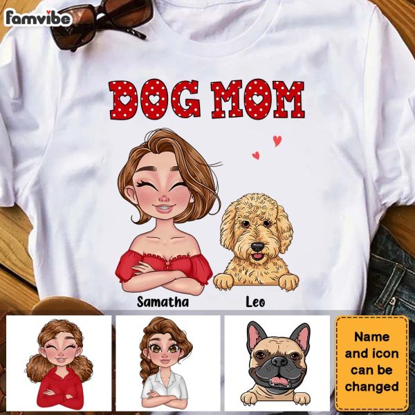 Personalized Dog Mom Polka Dot Shirt - Hoodie - Sweatshirt 23661 Online - Image 3