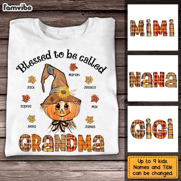 Personalized Blessed To Be Called Grandma Fall T Shirt AG257 30O31 For Cheap - Image 3