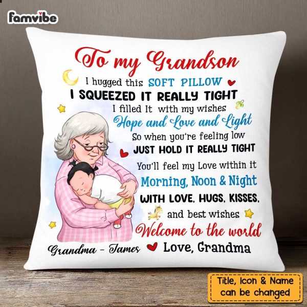 Personalized Grandson Welcome To The World Hug This Pillow OB173 23O47 Online Sale - Image 2