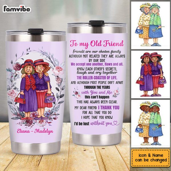 Personalized To My Old Friend Purple Flower Steel Tumbler NB261 23O58 Fashion - Image 3