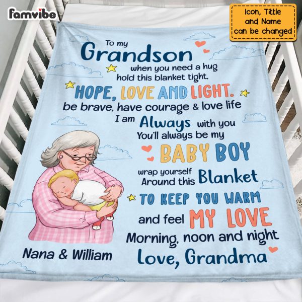 Personalized Grandma Holding Grandson Blanket OB194 36O69 For Discount - Image 3