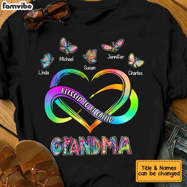 Personalized Blessed Mom Grandma Butterfly T Shirt JN21 85O34 For Cheap - Image 2