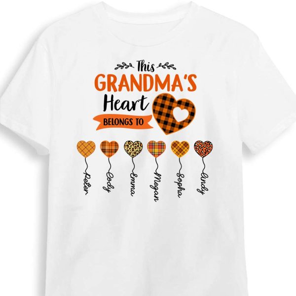 Personalized Fall Grandma s Heart Belongs To T Shirt AG214 32O31 Online Hot Sale