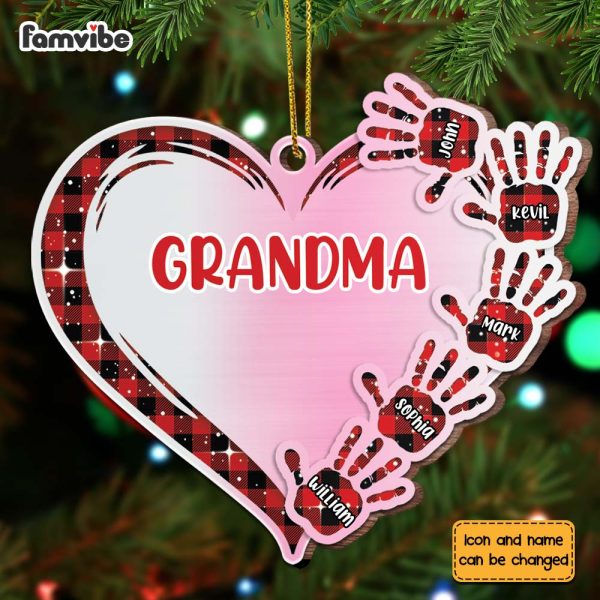 Personalized Grandma Love Heart Hand Print Ornament SB302 30O67 Online now - Image 3
