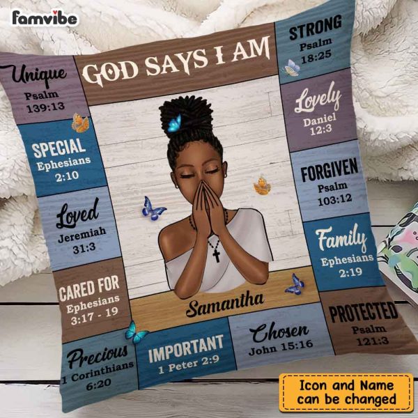 Personalized God Says I Am Bible Verses Pillow DB51 30O47 Online now - Image 2