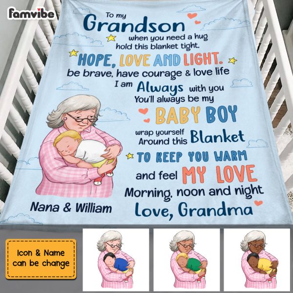 Personalized Grandma Holding Grandson Blanket OB194 36O69 For Discount - Image 4