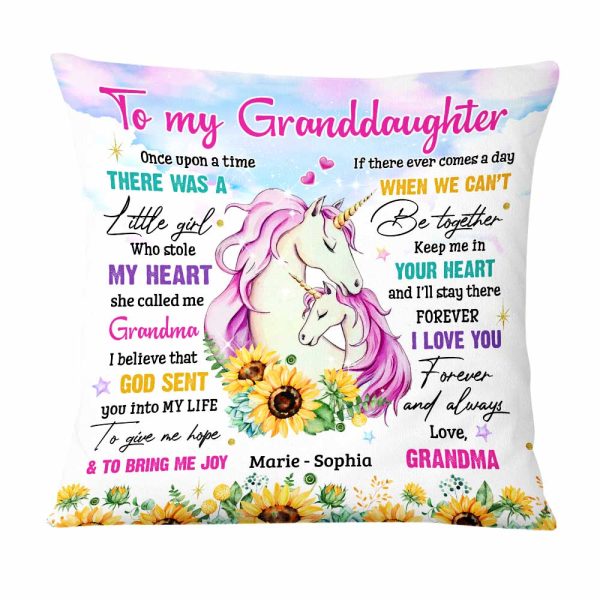 Personalized To My Granddaughter Unicorn Sunflower Pillow NB31 32O47 For Sale