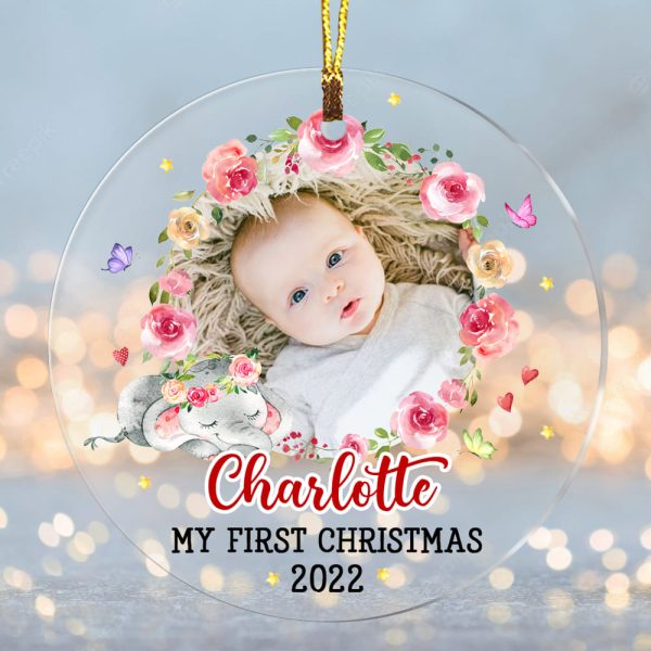Personalized Baby First Christmas Circle Ornament NB194 30O53 Hot on Sale