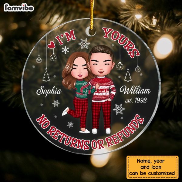 Personalized Couple I m Yours  No Returns Or Refunds Circle Ornament NB221 32O28 Sale - Image 3