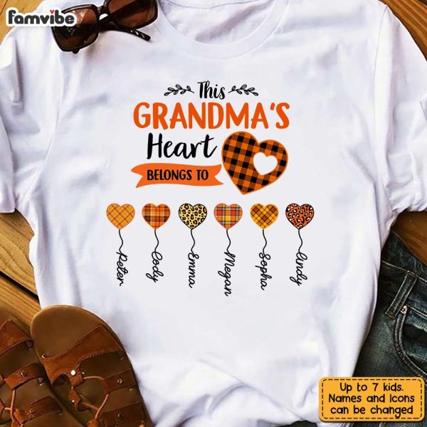Personalized Fall Grandma s Heart Belongs To T Shirt AG214 32O31 Online Hot Sale - Image 3