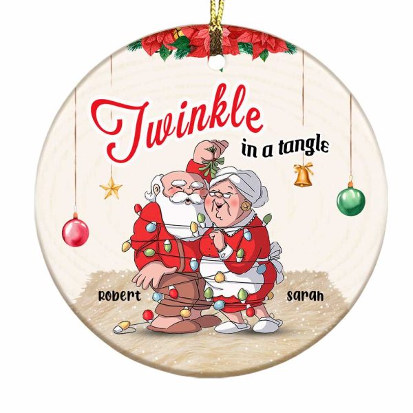 Personalized Old couple Twinkle In A Tangle Circle Ornament OB84 36O67 Hot on Sale