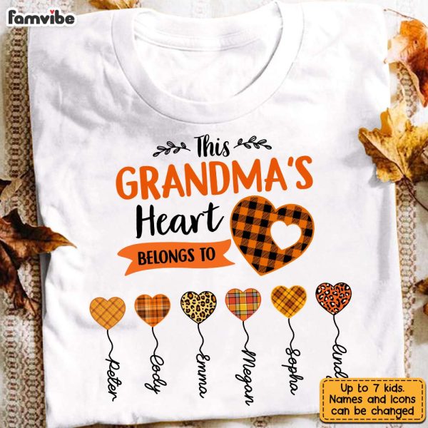 Personalized Fall Grandma s Heart Belongs To T Shirt AG214 32O31 Online Hot Sale - Image 5
