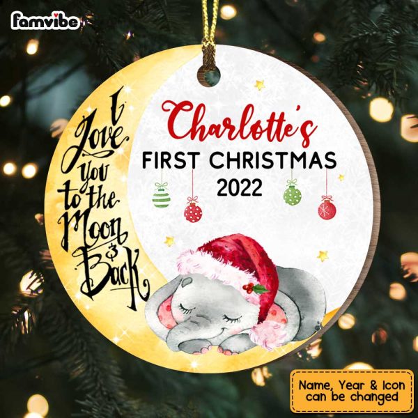 Personalized Elephant First Christmas Circle Ornament SB211 32O47 Online now - Image 2
