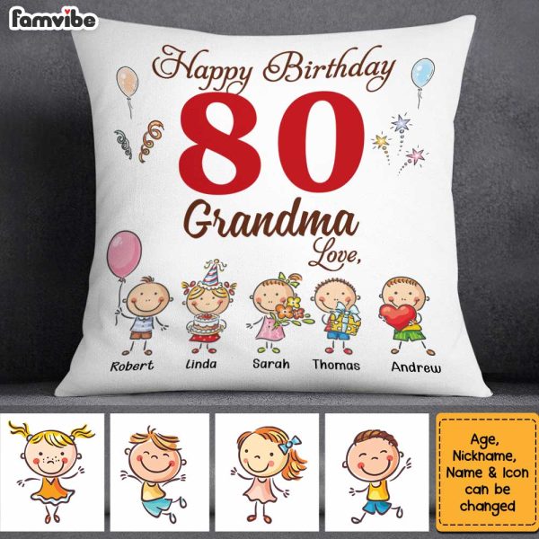 Personalized Age Name With Love From Grandkids Grandma Birthday Pillow OB172 58O34 Fashion - Image 2