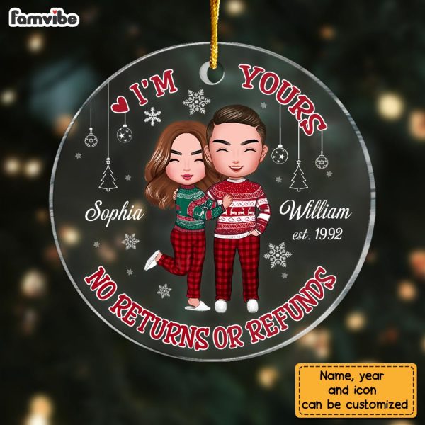 Personalized Couple I m Yours  No Returns Or Refunds Circle Ornament NB221 32O28 Sale - Image 4