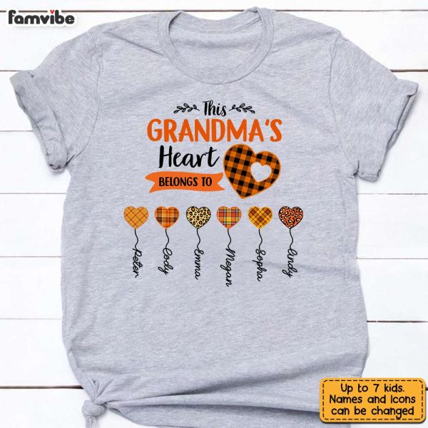 Personalized Fall Grandma s Heart Belongs To T Shirt AG214 32O31 Online Hot Sale - Image 4