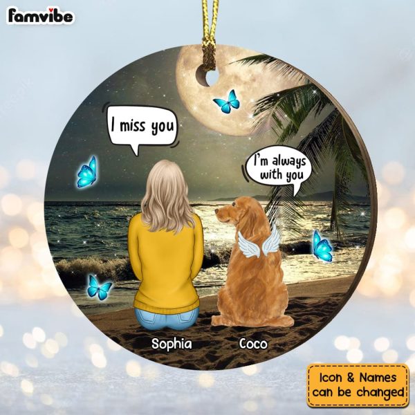 Personalized Memo Dog Loss Bereavement Beach View Circle Ornament SB161 58O53 Online now - Image 2
