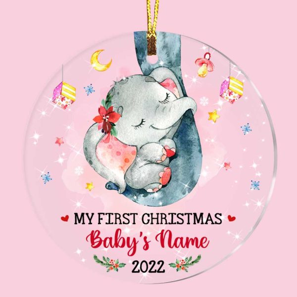 Personalized Baby First Christmas 2022 Circle Ornament SB221 32O47 Sale