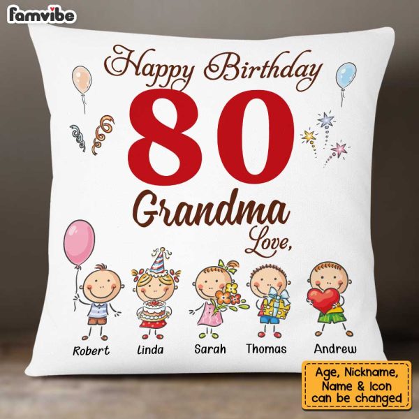 Personalized Age Name With Love From Grandkids Grandma Birthday Pillow OB172 58O34 Fashion - Image 4