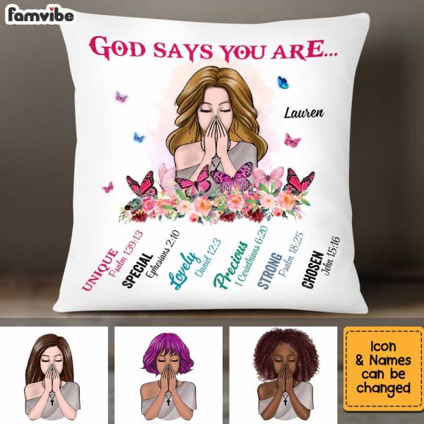 Personalized God Says You Are Butterfly Pillow AG243 58O34 Online Sale - Image 2