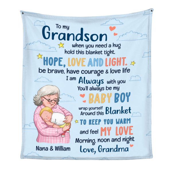 Personalized Grandma Holding Grandson Blanket OB194 36O69 For Discount