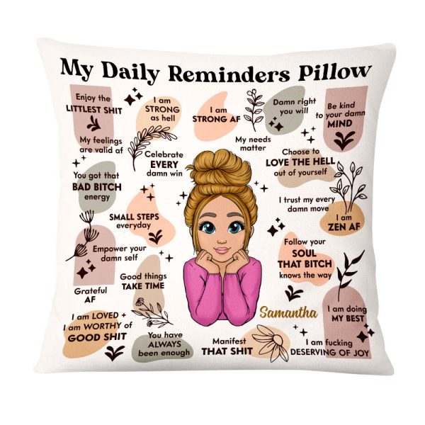 Personalized Daughter Mental Health Awareness Daily Reminder Affirmations Pillow NB262 58O47 Supply