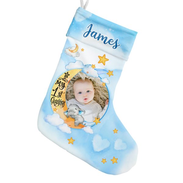 Personalized Baby s First Christmas Elephant Photo Stocking OB214 23O69 Online Sale