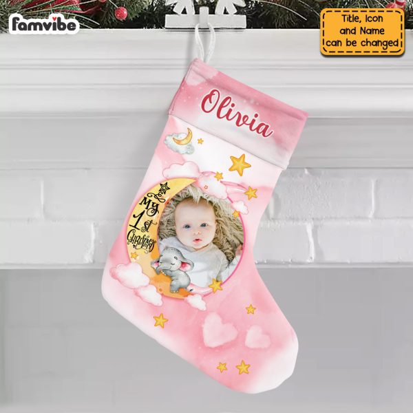 Personalized Baby s First Christmas Elephant Photo Stocking OB214 23O69 Online Sale - Image 5
