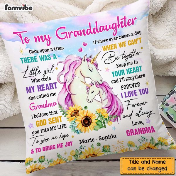 Personalized To My Granddaughter Unicorn Sunflower Pillow NB31 32O47 For Sale - Image 2
