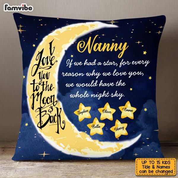 Personalized Love To The Moon And Back Grandma Custom Grandkids Names Pillow OB102 58O53 Online - Image 3