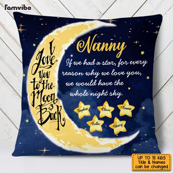 Personalized Love To The Moon And Back Grandma Custom Grandkids Names Pillow OB102 58O53 Online - Image 2