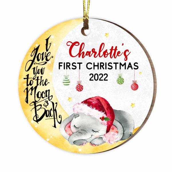 Personalized Elephant First Christmas Circle Ornament SB211 32O47 Online now