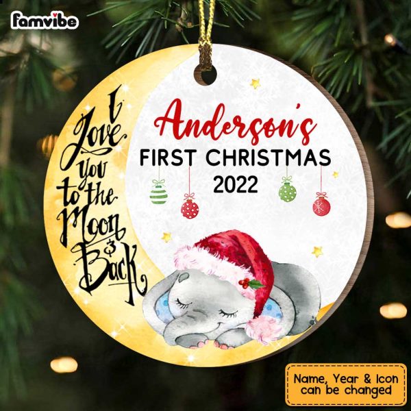Personalized Elephant First Christmas Circle Ornament SB211 32O47 Online now - Image 3