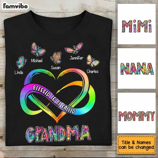 Personalized Blessed Mom Grandma Butterfly T Shirt JN21 85O34 For Cheap - Image 4