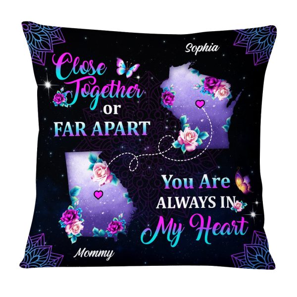 Personalized Close Together Or Far Apart Long Distance Pillow AG163 32O53 For Sale