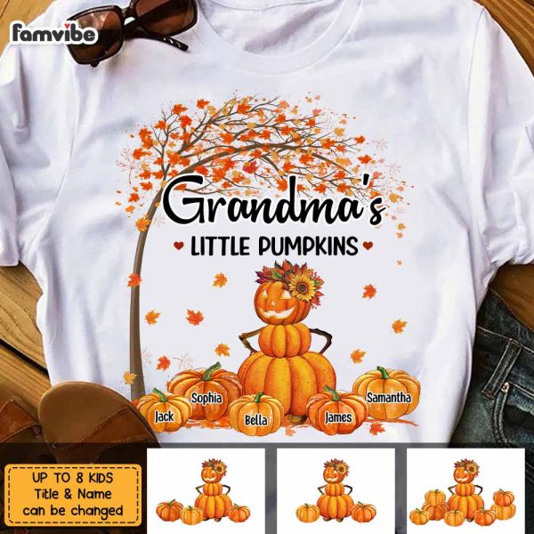 Personalized Grandma Pumpkins Fall  Tree T Shirt AG304 32O47 Sale - Image 2