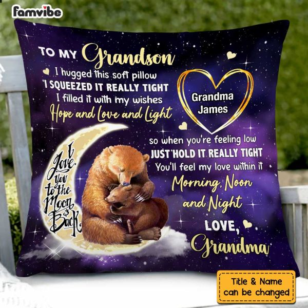 Personalized To My Grandson From Grandma Bear Hug This Pillow SB92 58O47 For Discount - Image 5