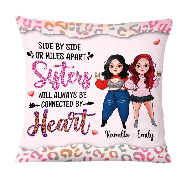 Personalized Sister Friend Connected By Heart Pillow OB272 23O58 Online Hot Sale